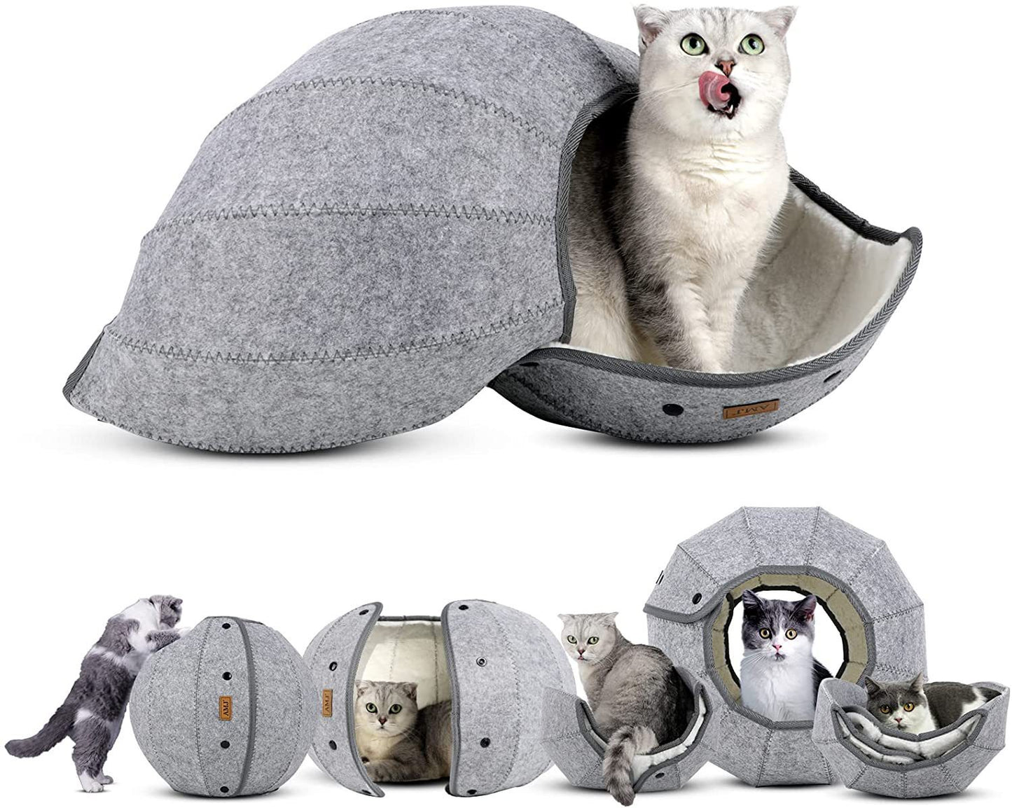 Foldable Cat Tunnel with Interactive Toy & Cozy Cave Bed